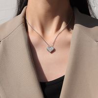 Titanium Steel Peach Heart Zircon Necklace main image 4