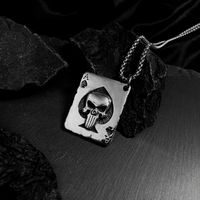 Retro Skull Card Pendant Titanium Steel Necklace main image 4