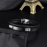 Men's Diamond Leather Bracelet Wholesale main image 3