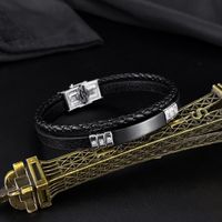 Men's Diamond Leather Bracelet Wholesale main image 4