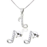 Ensemble De Boucles D&#39;oreilles Collier Simple Note De Musique En Zirconium Incrusté main image 2