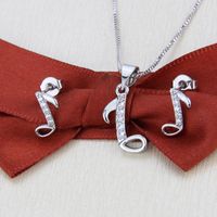 Simple Inlaid Zirconium Musical Note Necklace Earrings Set main image 3