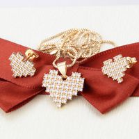 Inlaid Zirconium Heart-shaped Necklace Earrings Set main image 3