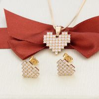 Inlaid Zirconium Heart-shaped Necklace Earrings Set main image 4