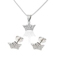 Simple Inlaid Zirconium Crown Necklace Earrings Set main image 2