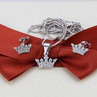 Simple Inlaid Zirconium Crown Necklace Earrings Set main image 3