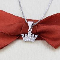 Simple Inlaid Zirconium Crown Necklace Earrings Set main image 4