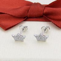 Simple Inlaid Zirconium Crown Necklace Earrings Set main image 5