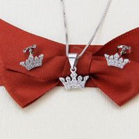 Simple Inlaid Zirconium Crown Necklace Earrings Set main image 6