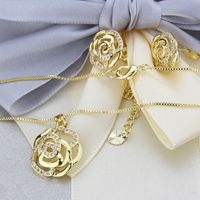 Zircon Rose Earrings Necklace Set main image 3