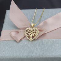 New Simple Hollow Copper Micro-inlaid Zircon Tree-shaped Necklace main image 1