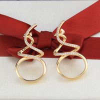Simple Gold-plated Zircon Winding Earrings main image 1