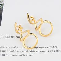 Simple Gold-plated Zircon Winding Earrings main image 3