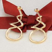 Simple Gold-plated Zircon Winding Earrings main image 5