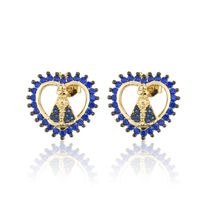 Simple Gold-plated Zircon Heart-shaped Earrings main image 1