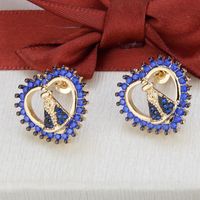 Simple Gold-plated Zircon Heart-shaped Earrings main image 5