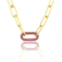 Square Chain Gold-plated Full Color Zirconium Necklace main image 1