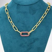 Square Chain Gold-plated Full Color Zirconium Necklace main image 4