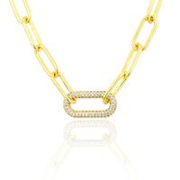 Square Chain Gold-plated Full Color Zirconium Necklace sku image 1