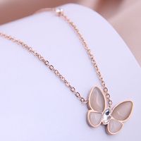 Korean Fashion Simple Ol Butterfly Titanium Steel Necklace sku image 1