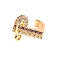 New Diamond Three-color Pin Fashion Open Ring main image 4