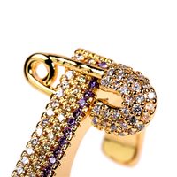 New Diamond Three-color Pin Fashion Open Ring main image 5