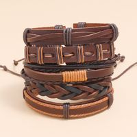 Fashion Geometric Pu Leather No Inlaid Unisex Bracelets main image 4