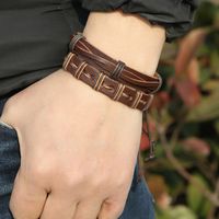 Fashion Geometric Pu Leather No Inlaid Unisex Bracelets main image 6