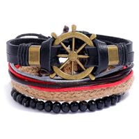 Retro Rudder Braided Leather Bracelet main image 1