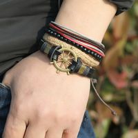 Retro Rudder Braided Leather Bracelet main image 5