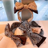 European And American Style Retro ~ Korean Plaid Brown With Plaid Geometric Dongdaemun Dot Foreign Trade Bow Headband For Women main image 2