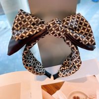 European And American Style Retro ~ Korean Plaid Brown With Plaid Geometric Dongdaemun Dot Foreign Trade Bow Headband For Women main image 5