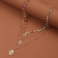 Bohemian Handmade Rice Beads Coin Multi-layer Necklace main image 1