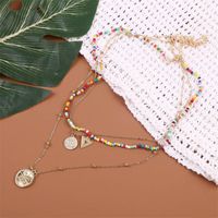 Bohemian Handmade Rice Beads Coin Multi-layer Necklace main image 4