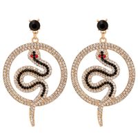 Fashion Round Snake-shaped Diamond Earrings sku image 2