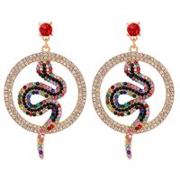 Fashion Round Snake-shaped Diamond Earrings sku image 3