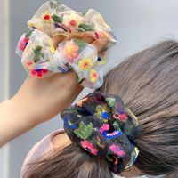 Flower Embroidery Mesh Hair Scrunchies main image 4