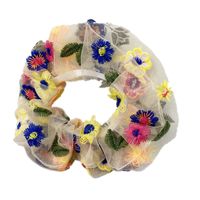 Flower Embroidery Mesh Hair Scrunchies main image 6