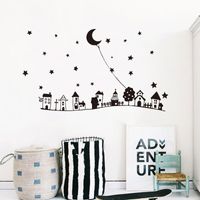 Nouveaux Stickers Muraux De Lune De Nuit Étoilée De Dessin Animé Créatif main image 2