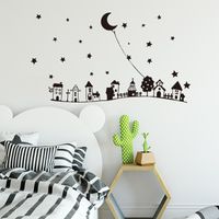 Nouveaux Stickers Muraux De Lune De Nuit Étoilée De Dessin Animé Créatif main image 5