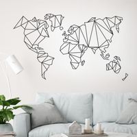 New Simple Pure Black Geometric Lines Seven Continents Wall Stickers main image 1