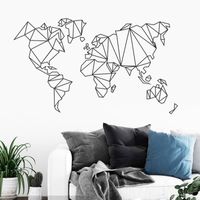 New Simple Pure Black Geometric Lines Seven Continents Wall Stickers main image 3