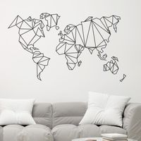 New Simple Pure Black Geometric Lines Seven Continents Wall Stickers main image 4