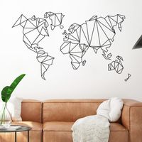 New Simple Pure Black Geometric Lines Seven Continents Wall Stickers main image 5