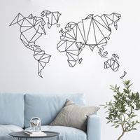 New Simple Pure Black Geometric Lines Seven Continents Wall Stickers main image 6