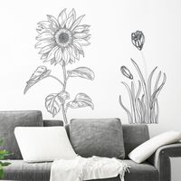 New Creative Simple Sketch Sunflower Wall Stickers main image 1