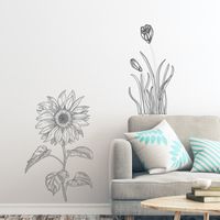 New Creative Simple Sketch Sunflower Wall Stickers main image 3