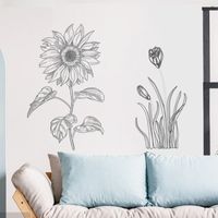 New Creative Simple Sketch Sunflower Wall Stickers main image 4