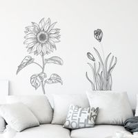 New Creative Simple Sketch Sunflower Wall Stickers main image 6