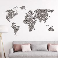 New Simple Lotus Totem Seven Continents Land Plate Wall Stickers main image 3